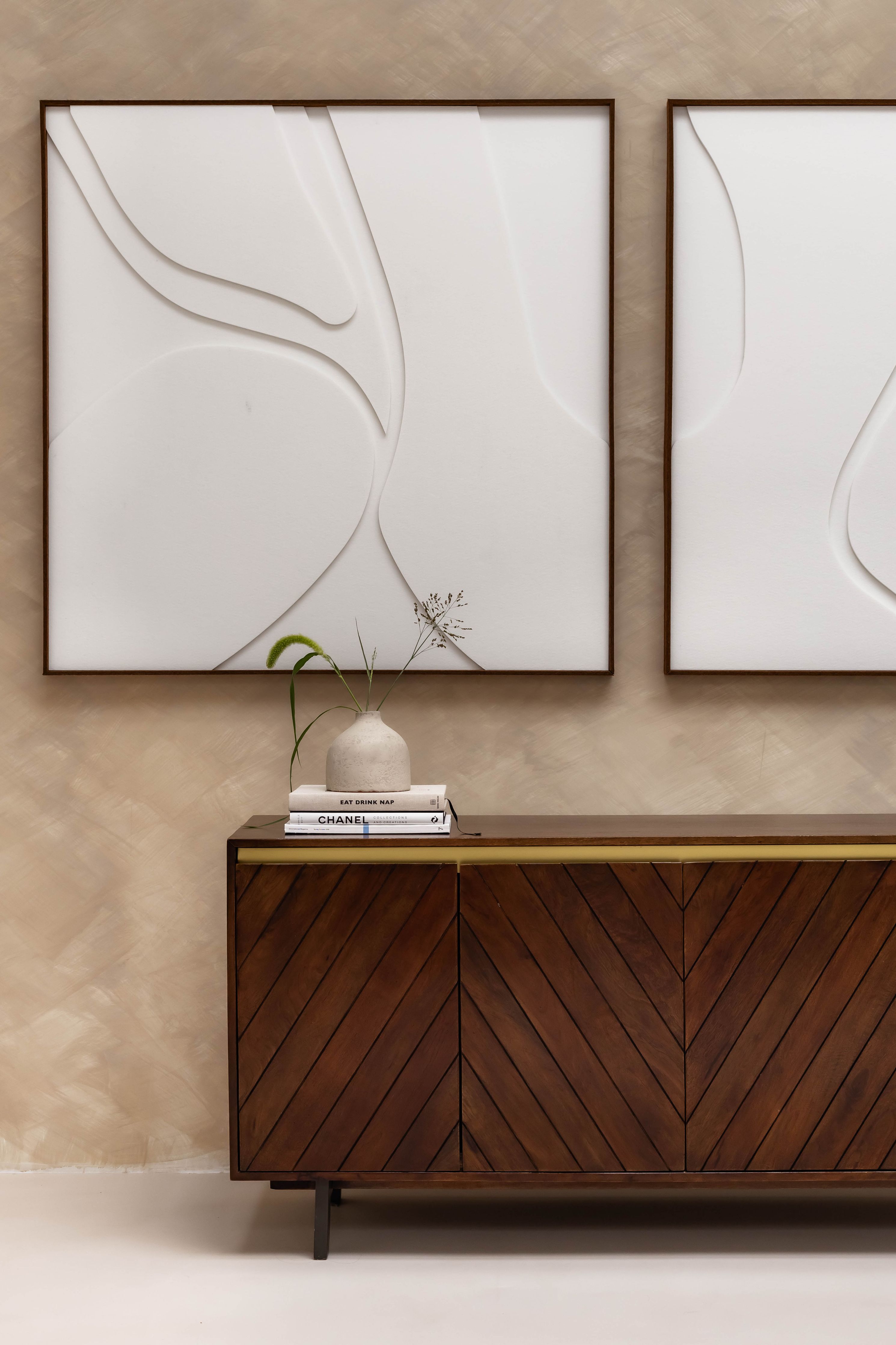 Noé Square 80 x 80 cm, kunstwerk: Ivory, lijstkleur: Walnut (106) Atelier opruiming