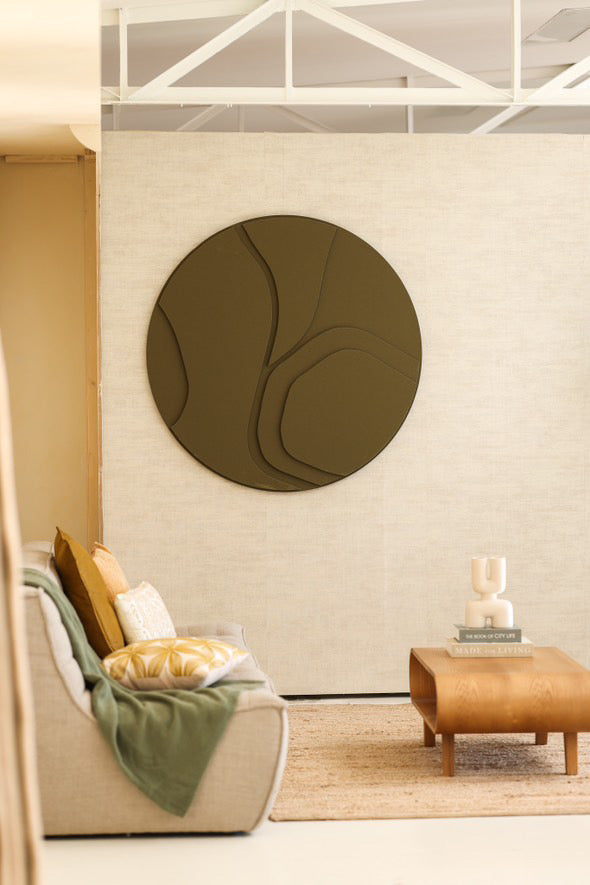 Noah Round Ø120 cm, kunstwerk kleur: Olive (165) Atelier opruiming